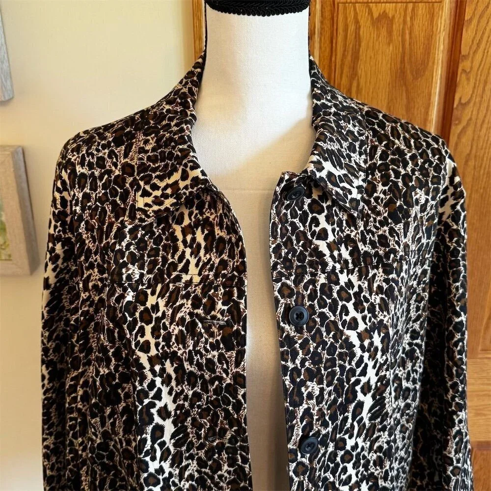 Women's Laura Ashley XL Animal Print Blazer Jacket Multicolor Mid Length